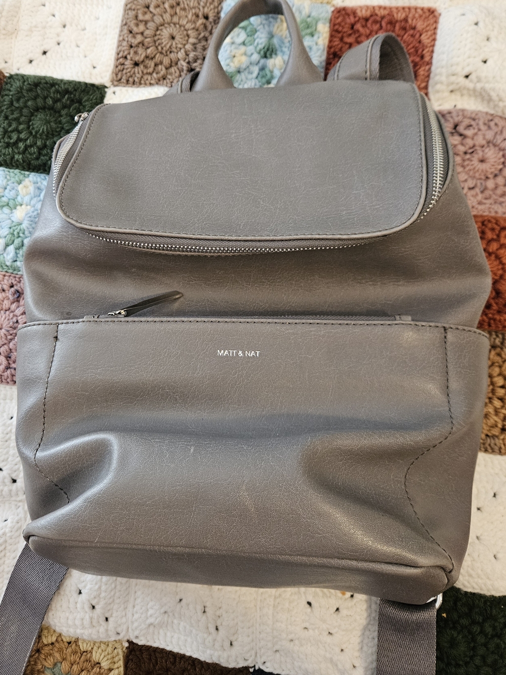 Matt & Nat Grey Vegan Leather Backpack - Picture 2 of 10